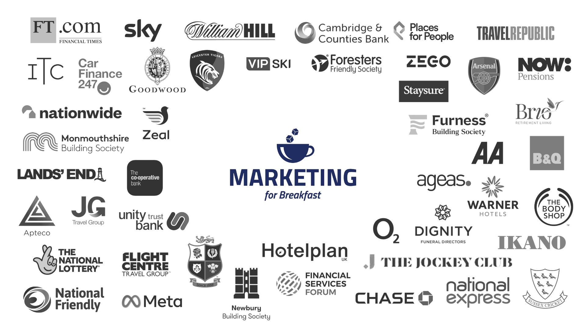 2025 M4B Members BW Member logos of Marketing for Breakfast